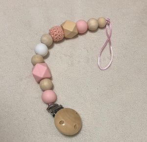 Simple Pacifier Clip in Shades of Pink