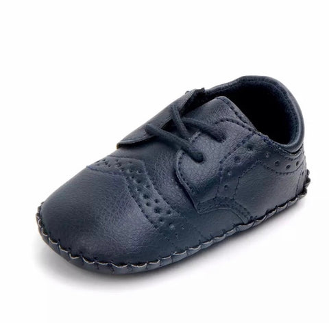 Baby Leather Oxfords in Ocean Navy