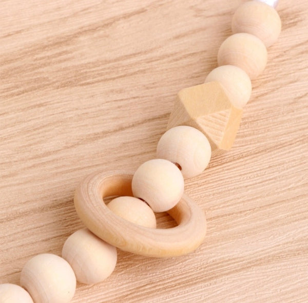 All Natural Wooden Bead Round Pacifier Chain