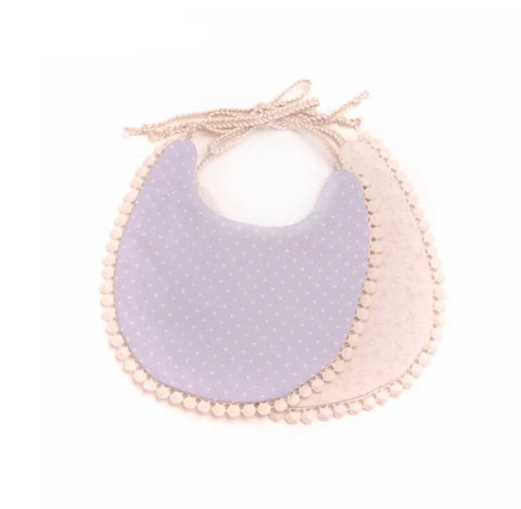Double sided vintage bibs in Periwinkle dots